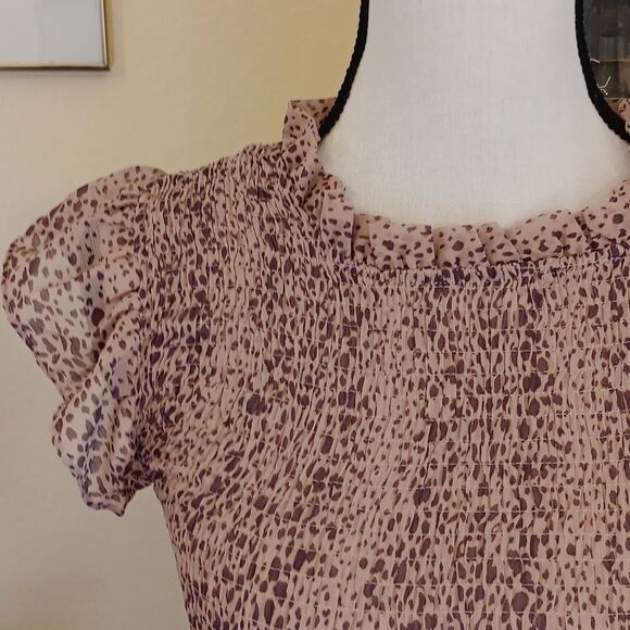 Sweet Rain Ruched Bodice Midi Dress. Cottagecore,Animal Print,Ethereal,Fairycore - Picture 5 of 13